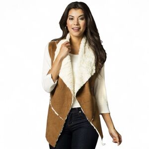 Leo & Nicole Faux Shearling Vest Large